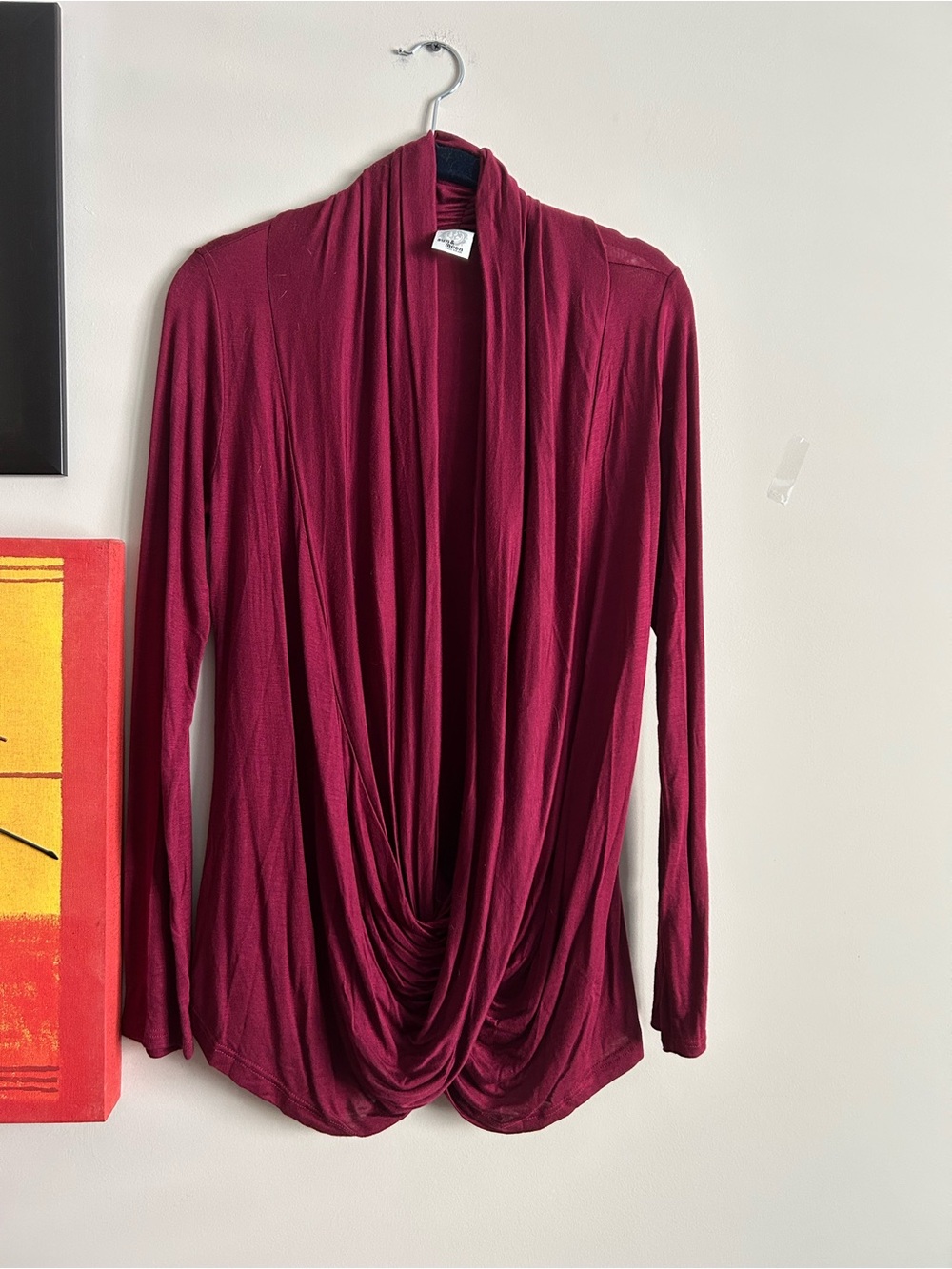 Sun n Moon Burgundy Draped Open-Front Long Sleeve Top. Never worn